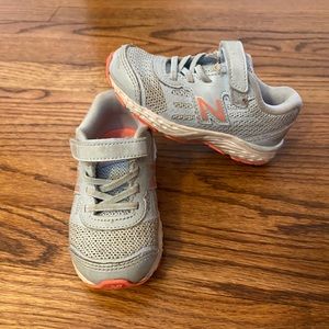 New Balance Velcro Sneakers Soft Blue Bright Coral size 8.5 Toddler
